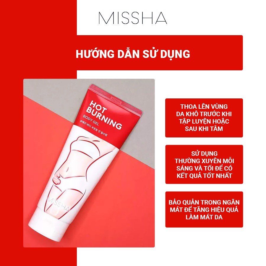 Kem tan mỡ bụng Missha Hot Burning Hàn Quốc, kem giảm mỡ bụng rạn da đùi eo hiệu quả &amp; an toàn KTM5 -ninishop