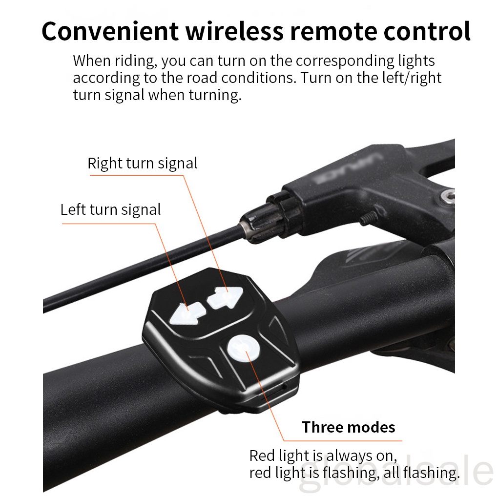 Đèn xi nhan cảnh báo chống thấm nước 60 bóng sạc USB tùy chỉnh tiện lợi cho xe đạp