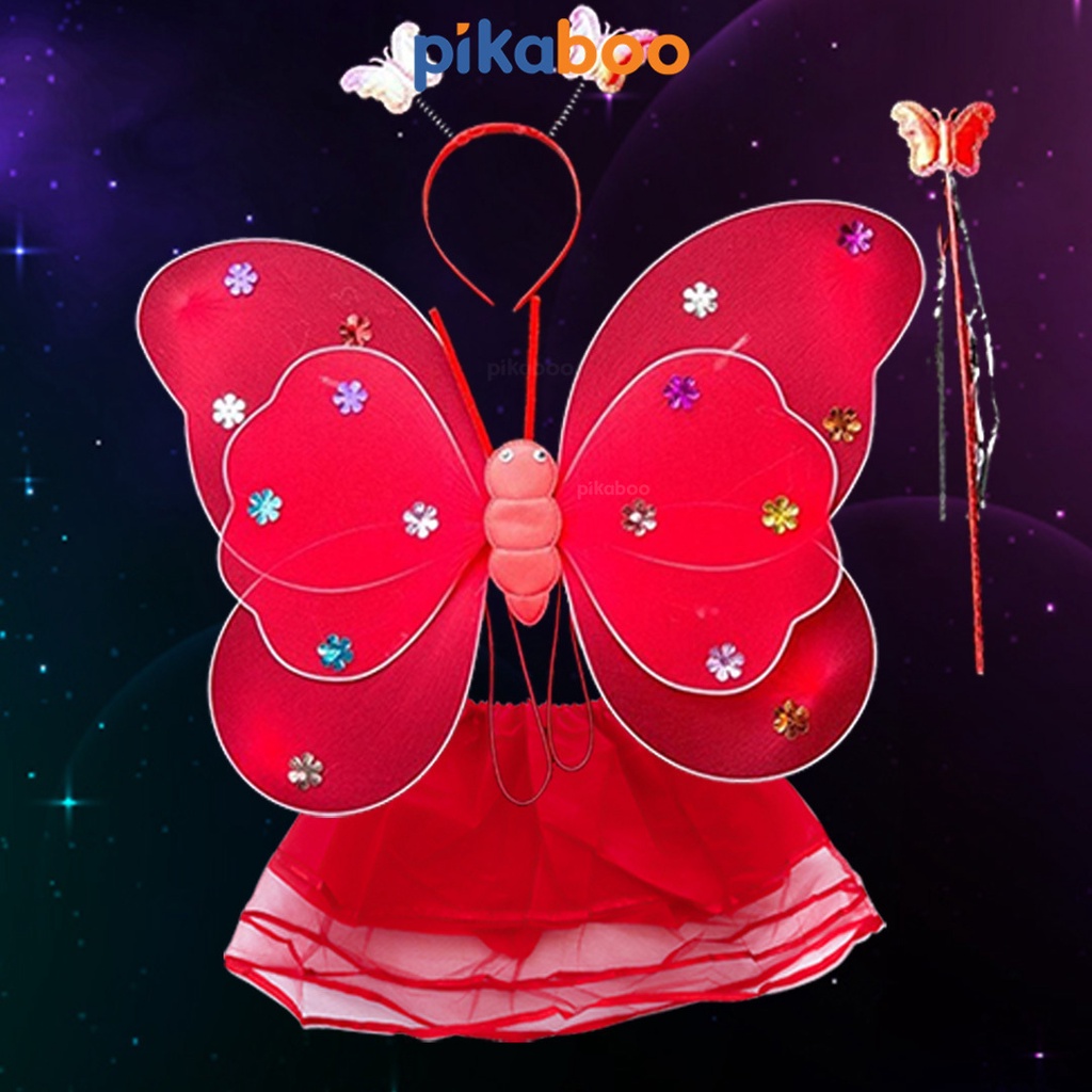 (Summer Sale 50%) Bộ váy cánh tiên Pikaboo gồm 4 món váy, cánh tiên, bờm, quyền trượng xinh xắn, an toàn cho bé gái