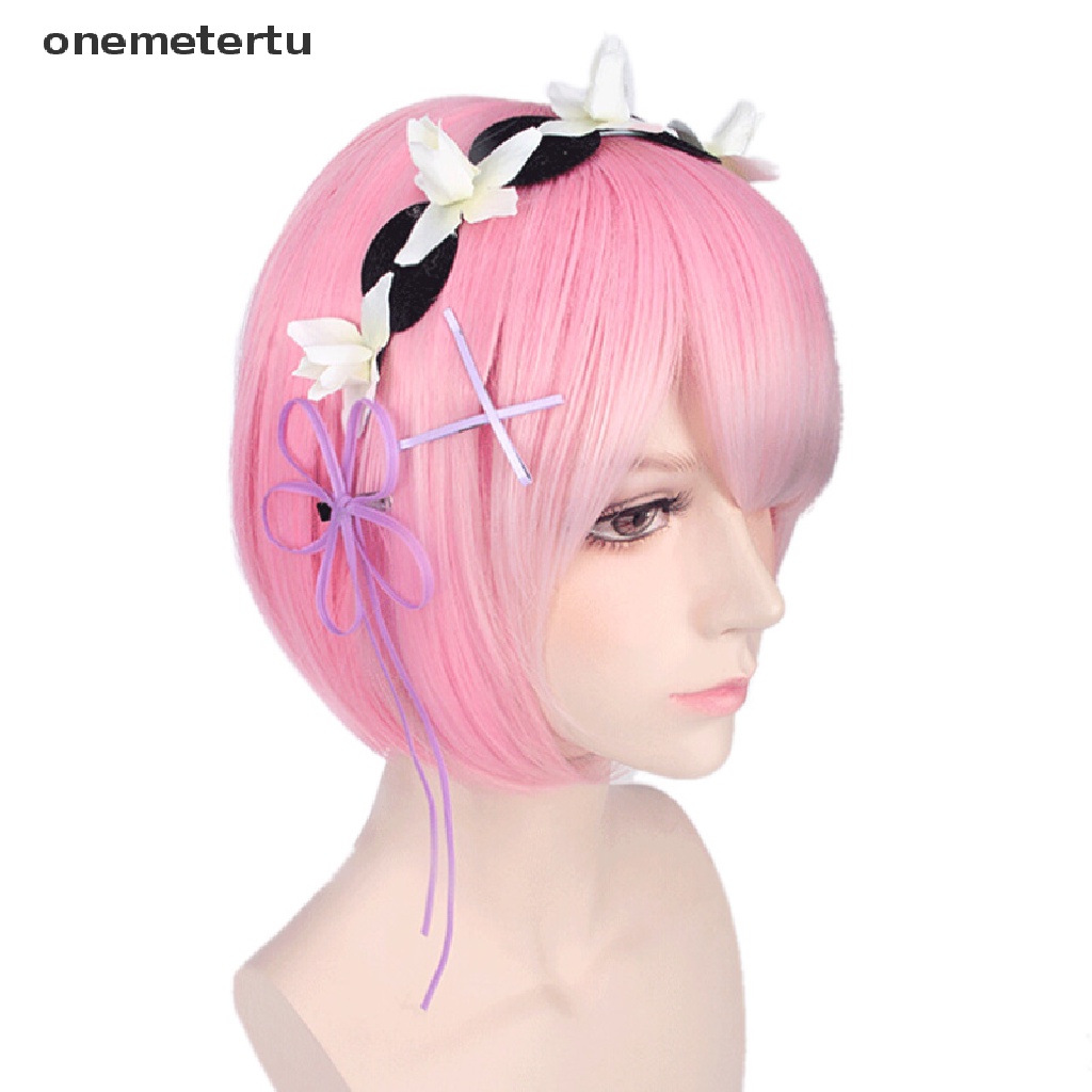 Bộ Tóc Giả Hóa Trang Nhân Vật Ram Twins Màu Hồng / Xanh Trong Anime Re: Zero