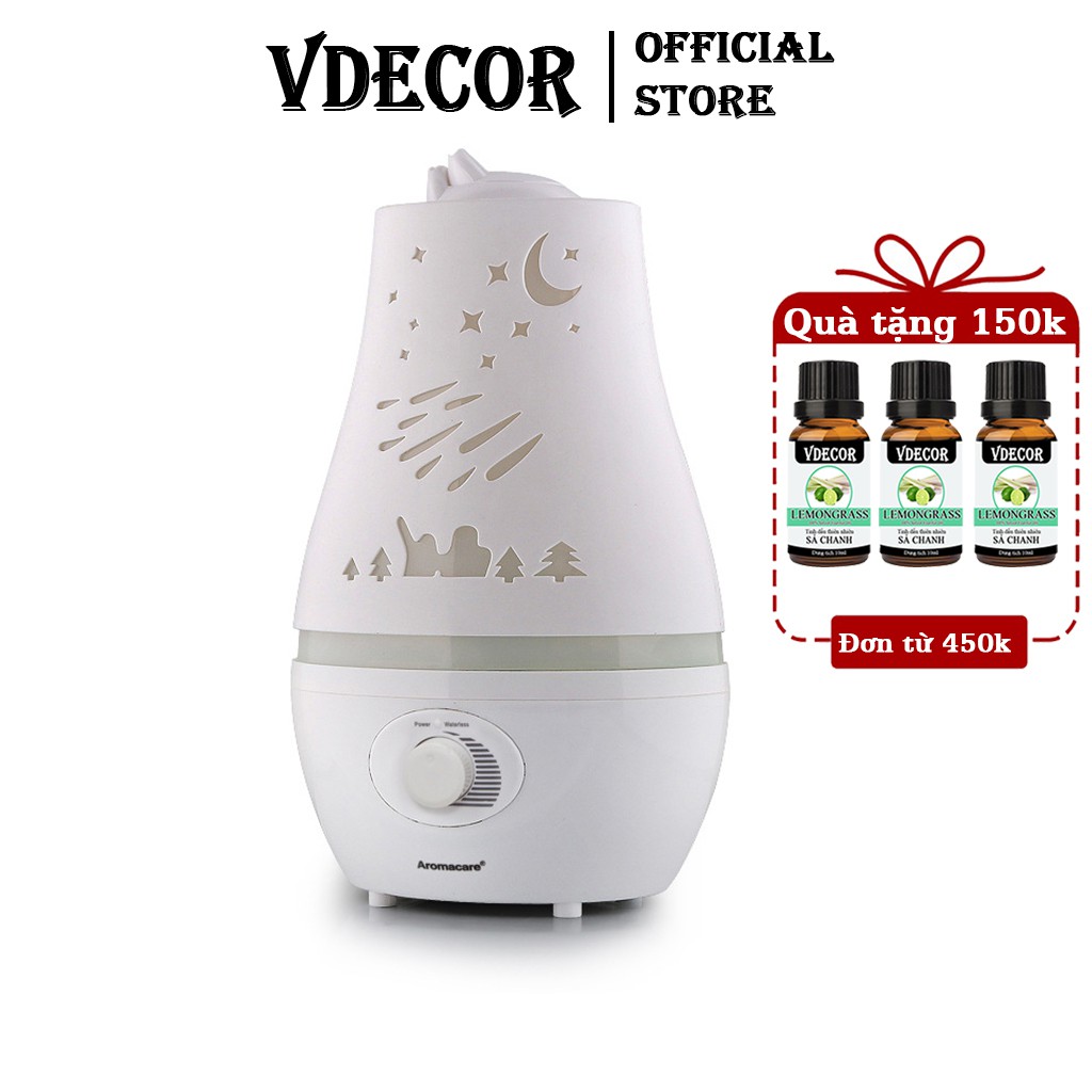 Máy Tạo Ẩm Phun Sương Vdecor Giải Pháp Cho Phòng Điều Hòa | Khử Mùi Điều Hòa, Chống Khô Da Hồ Diệp Tròn 2400ml