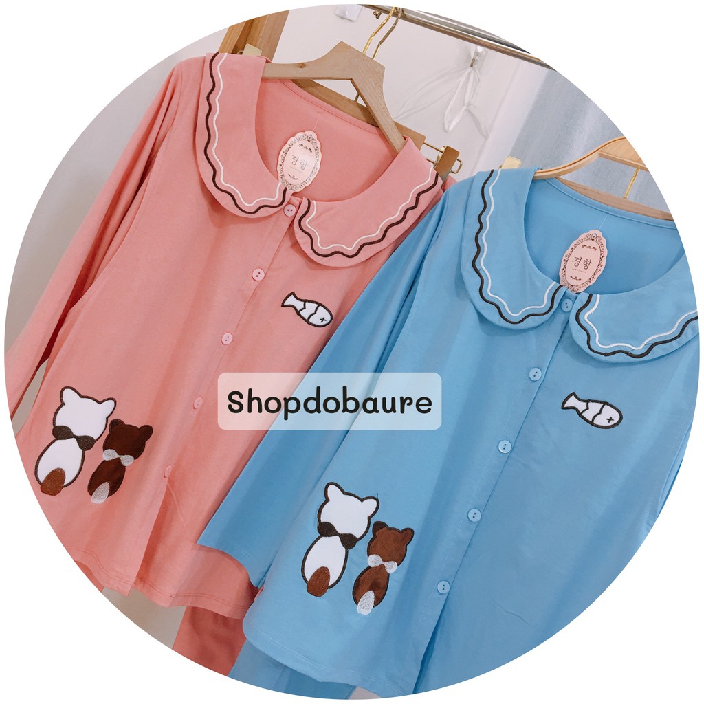 Bộ bầu và sau sinh chất cotton thêu hàng thiết kế