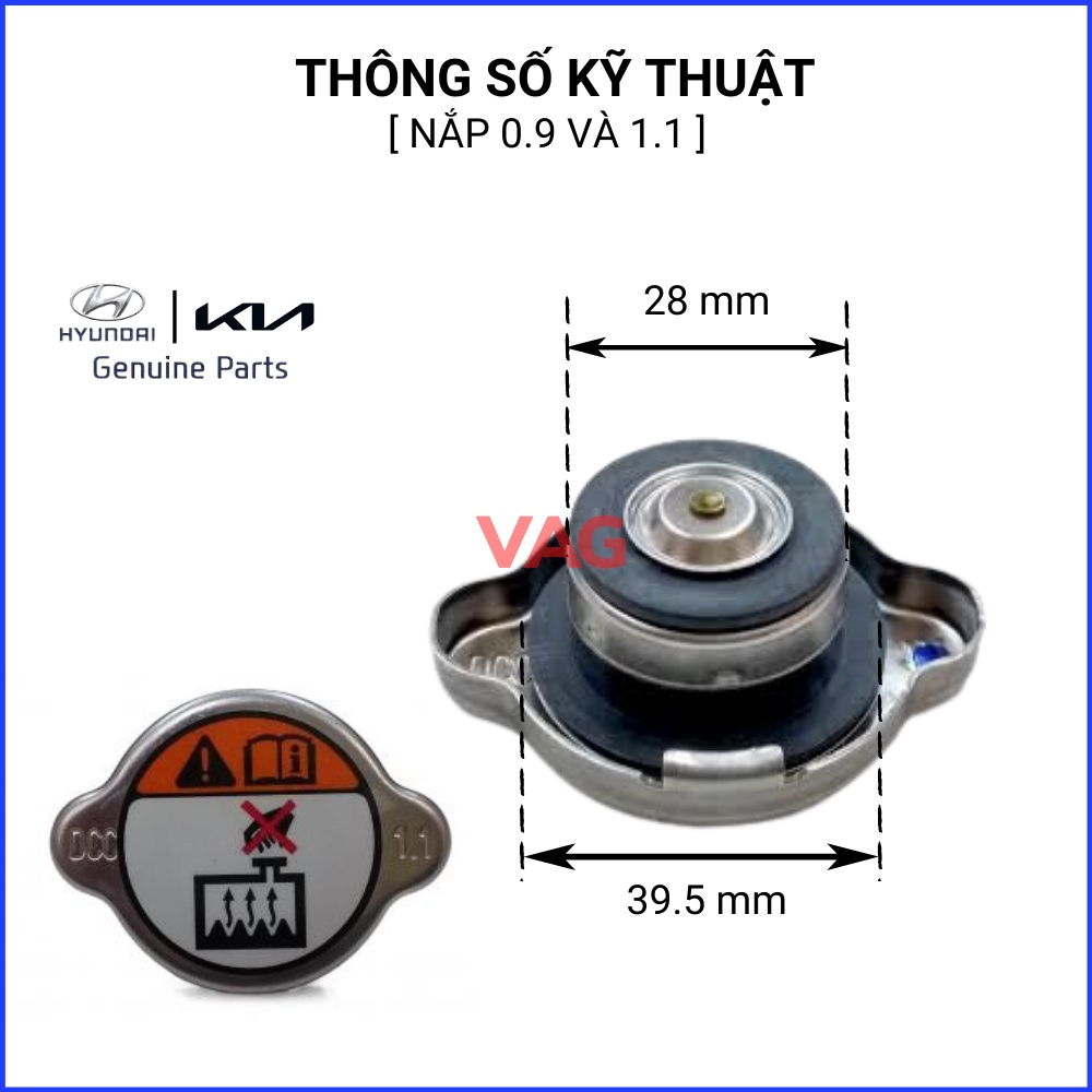 Nắp két nước Hyundai  0.9/ 1.1 Nhĩ to dùng cho Nhiều dòng xe Kia, Hyundai Mã 25330 17000