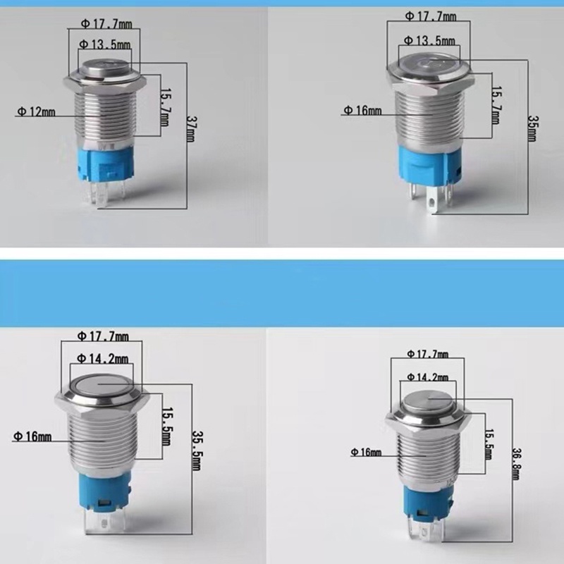 Công Tắc Nhấn Công Tắc Đèn LED 16mm 24V 36V 48V 110-220V