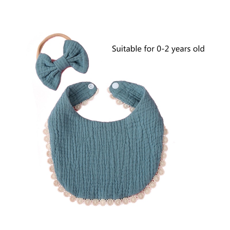 Khăn Bandana Vải Cotton Mềm Màu Trơn Đính Nơ Dùng Làm Quà Tặng Cho Bé Sơ Sinh