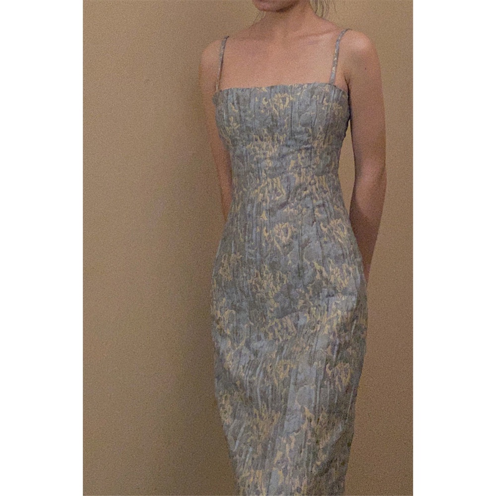 Đầm Hai Dây Dáng Ôm Phong Cách Pháp Cổ Điển Thời Trang Mùa Hè Hàng Mới Dành Cho Bạn Nữ 2022