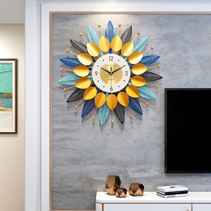 Đồng hồ treo tường Đồng hồ trang trí Decor hình lá 3 lớp Size 70x70cm
