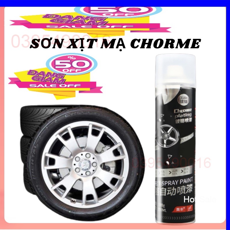 Chai sơn xịt mạ Chrome Plating 350ml màu inox crom bạc dùng cho kim loại, ô tô, xe máy bảo vệ bệ mặt kim loại SÁNG BÓNG