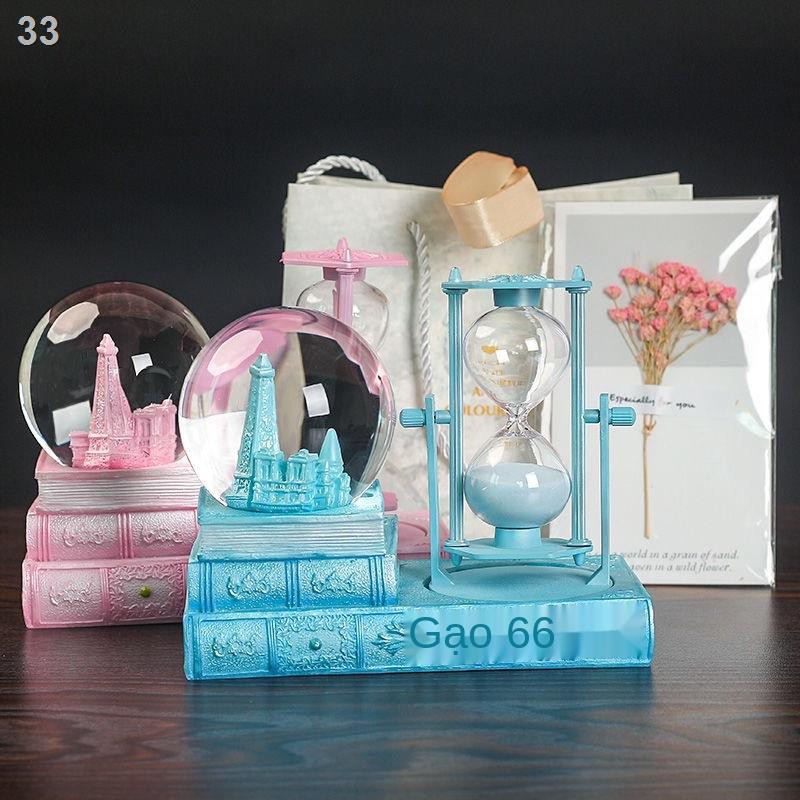 đồng hồ cát pha lê cô gái để gửi tặng bạn gái, học, lâu đài trong mơ đồ trang trí, thủ công mỹ nghệ, quà sinh nh