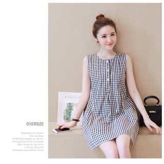 Váy Bầu Kẻ Caro Sát Nách