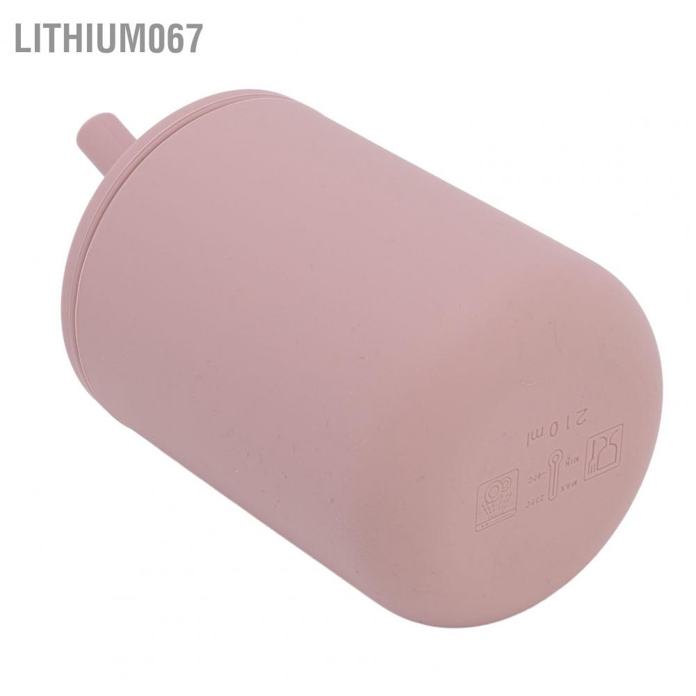 Lithium067 Lithium067 Cốc silicone cho bé 210ml BPA Có thể tái sử dụng miễn phí Chống bắn tung tóe rò rỉ Không trượt Tay cầm trẻ mới biết đi đào tạo bằng ống hút