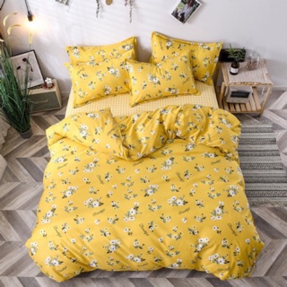 Bộ chăn ga gối cotton poly hoa nhí vàng