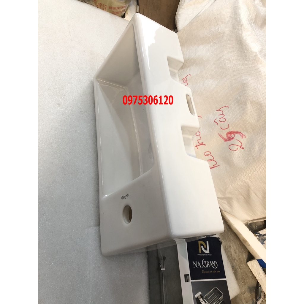 LAVABO MINI NHỎ Chậu rửa mặt lavabo chữ nhật treo tường hay đặt bàn 03NA 20x40cm, men NANO chống ố chống bám bẩn