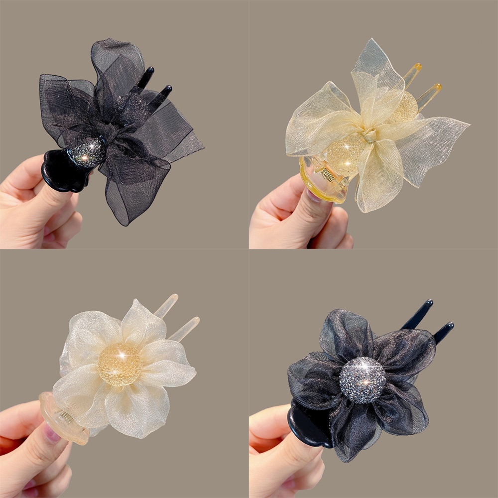 Kẹp tóc 17KM bằng nhựa nhám hình nơ/ hoa cho nữ