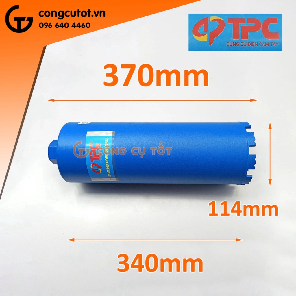 Mũi khoét tường ướt kim cương mạ điện Ø114 x 370mm