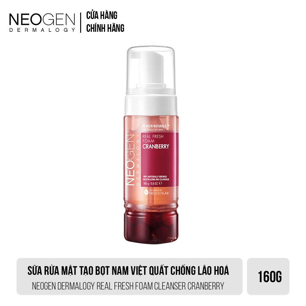 Sữa Rửa Mặt Tạo Bọt Nam Việt Quất Chống Lão Hoá Neogen Dermalogy Real Fresh Foam Cleanser Cranberry 160ml