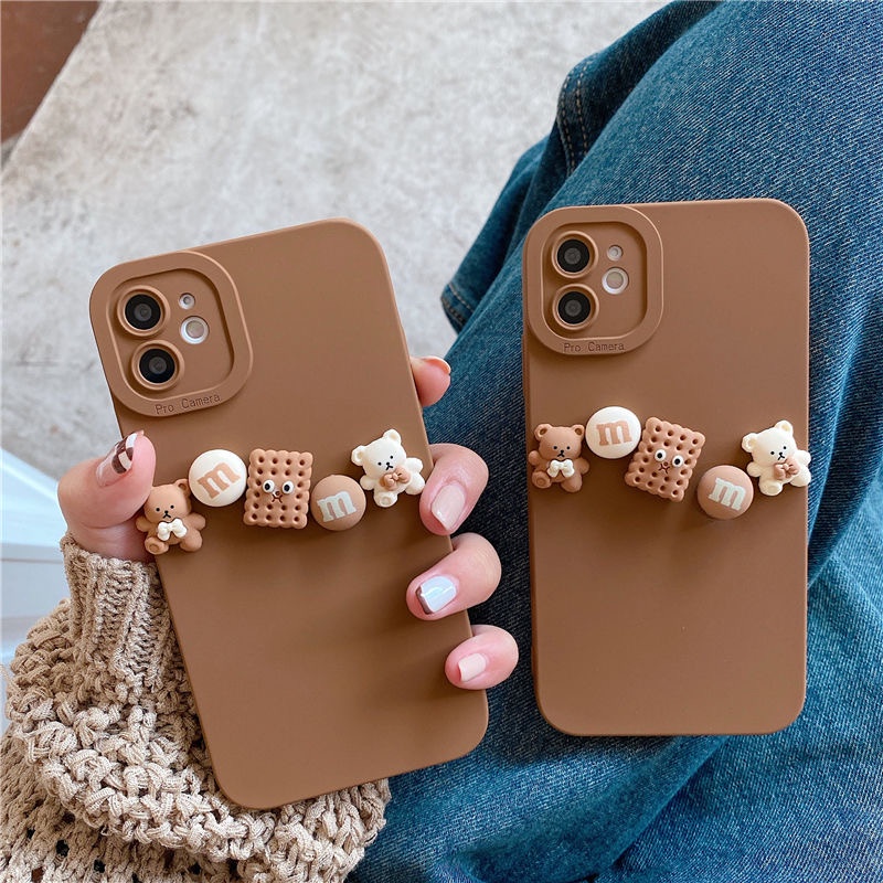 Ốp lưng iphone cạnh vuông bảo vệ camera Brown candy 7plus x xsmax 11 11promax 12 12pro 12promax 13 13pro 13promax DT13