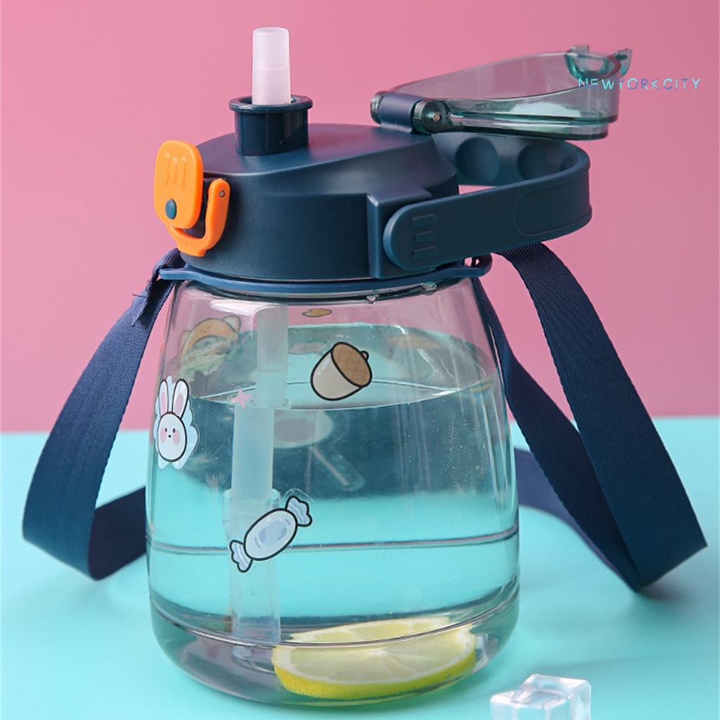 Bình Nước Thể Thao NY-1300ml Có Nắp Đậy Và Dây Đeo Vai Dung Tích Lớn Trong Suốt