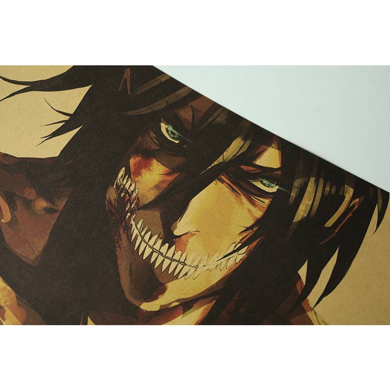 Poster trang trí nội thất hình Attack On Titan Eren Jaeger and His Titan 50x35cm