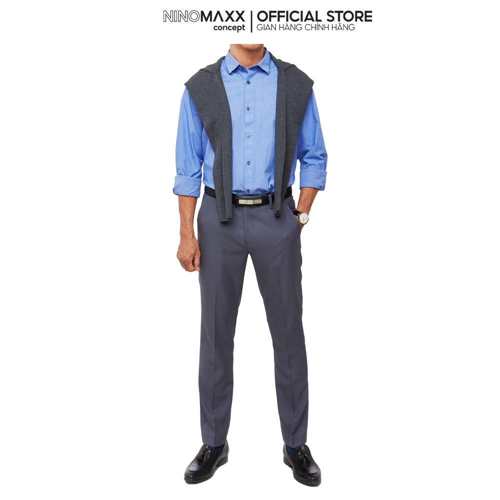 N&amp;M Áo sơ mi thời trang Nam tay dài công sở 100% cotton 1902021