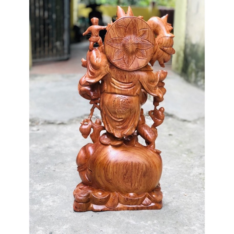 [GIA RE] Tượng Di lặc gánh đào gỗ Hương