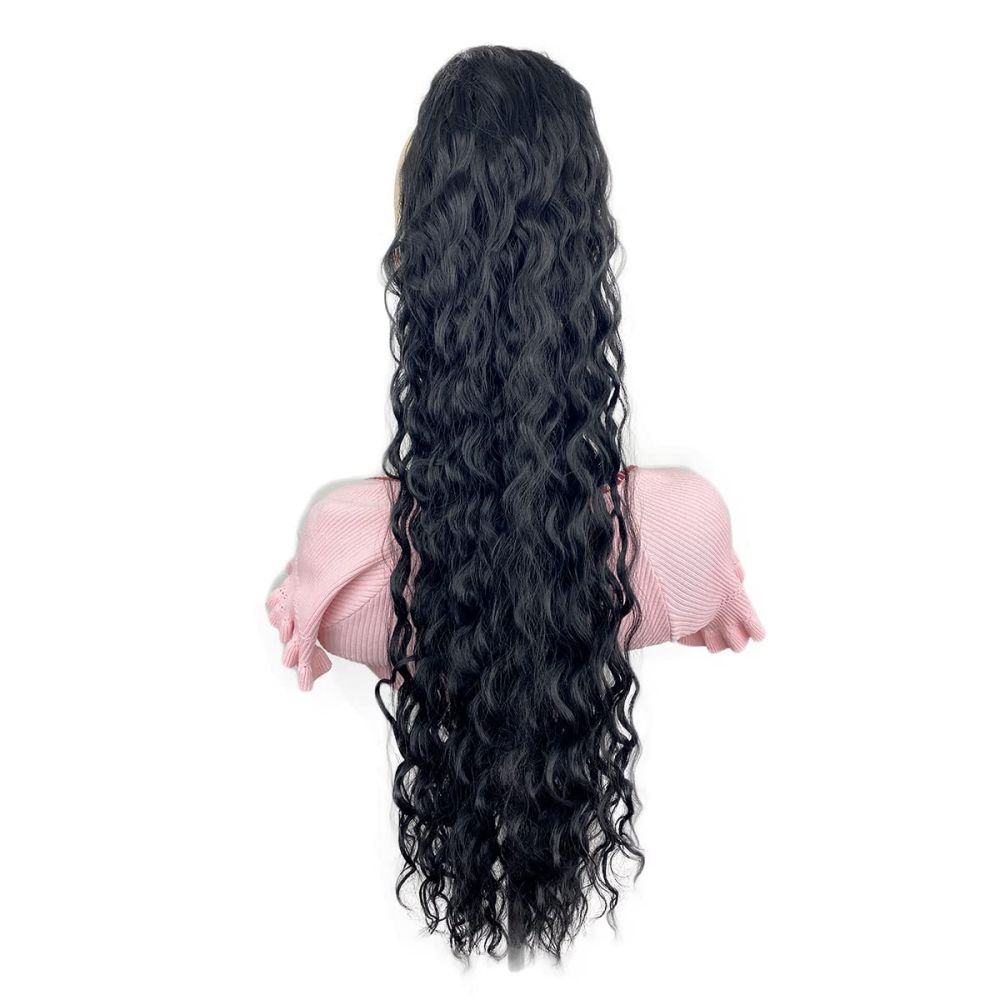 Tóc Đuôi Ngựa Giả Xoăn Dài 24 inch Bằng Sợi Tổng Hợp Chịu Nhiệt Dành Cho Nữ#1)