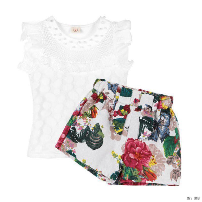 Bộ áo cánh bướm và quần short nhiều màu sắc thời trang cho bé gái