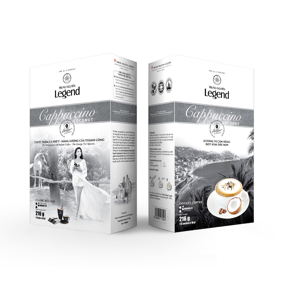 Cà phê hòa tan Trung Nguyên Legend Cappuccino Coconut 12 Sticks 18Gr