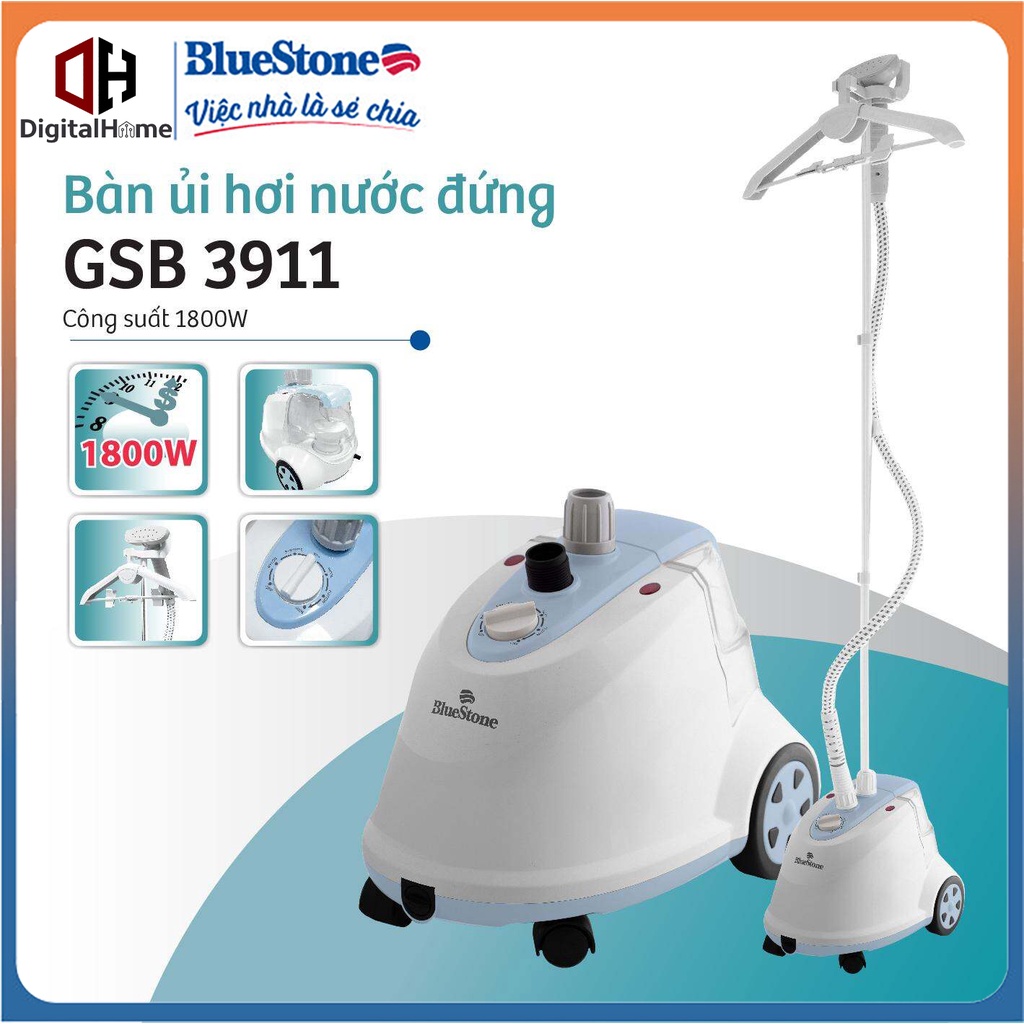 Bàn Ủi Hơi Nước Đứng BlueStone GSB 3911,Công Suất 1800W,Tốc Độ Phun 30g/Phút, Bảo Hành Chính Hãng 2 Năm
