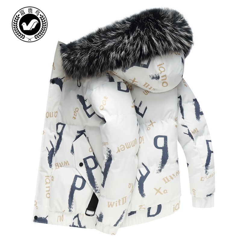 Áo khoác cotton nam cao cấp ngắn có mũ trùm đầu xu hướng in xuống áo khoác cotton thanh niên áo khoác mỏng đẹp trai mùa