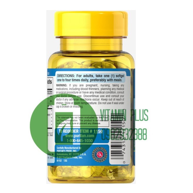 Dầu gan cá tuyết Cod Liver Oil giúp sáng mắt Puritan's Pride  100 viên | BigBuy360 - bigbuy360.vn