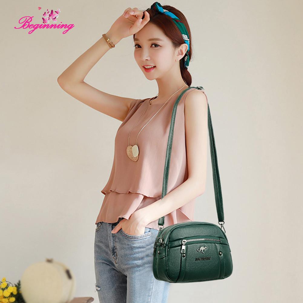 ❀beginning❀Exquisite PU Lychee Pattern Shoulder Crossbody Bag Casual Women Pure Color Handbag❀