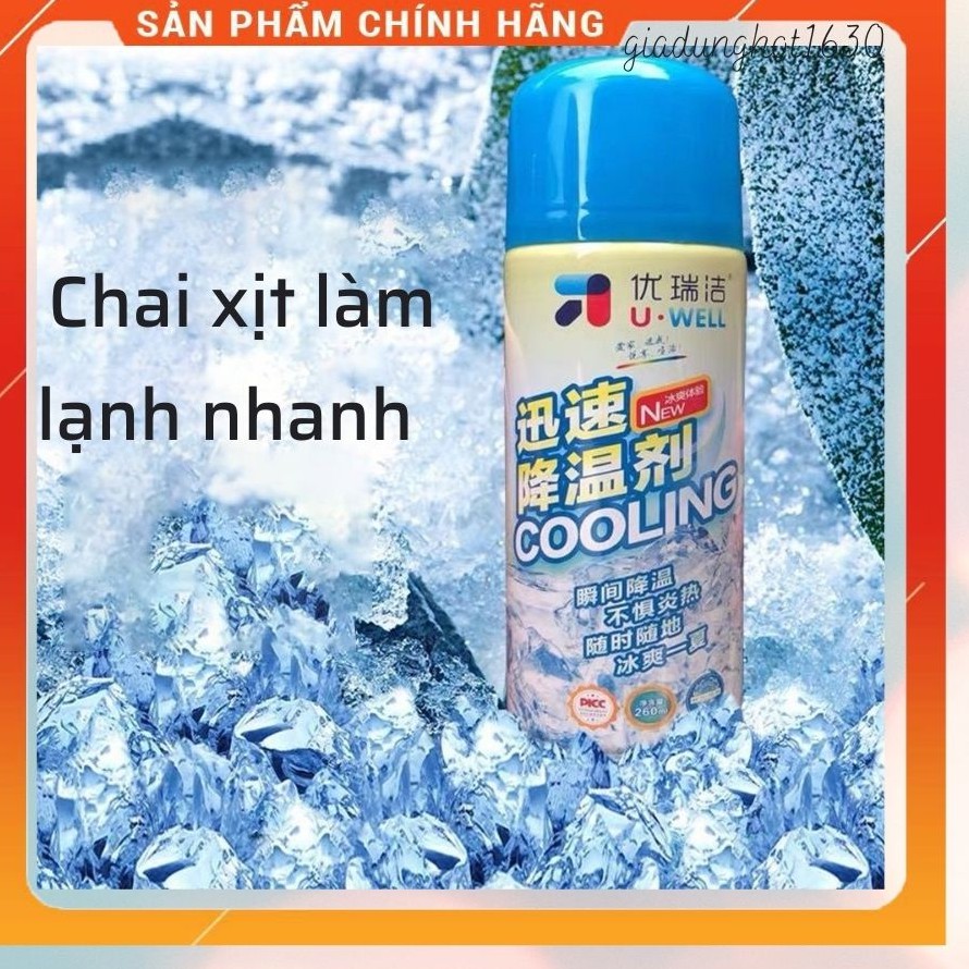 Bình xịt làm lạnh tức thời ô tô xe máy 260ml - Làm lạnh nhanh, khử mùi hiệu quả