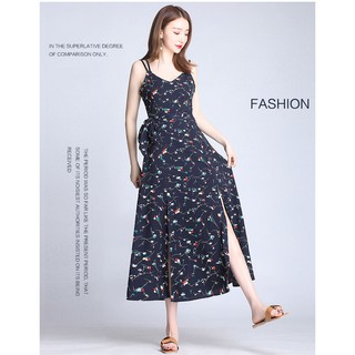 ĐẦM MAXI HOA HAI DÂY XẺ BÊN
