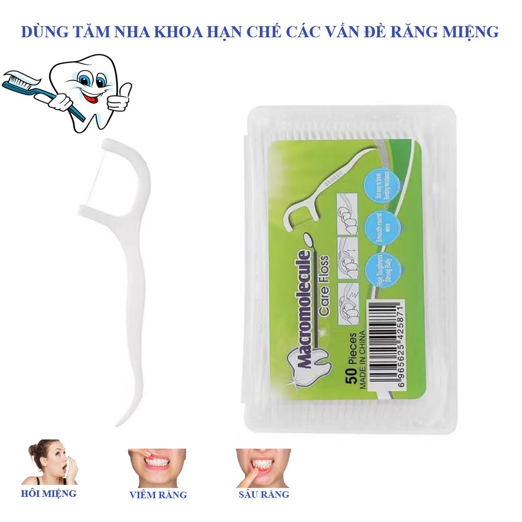 COMBO 3 HỘP Tăm Chỉ Nha Khoa Tiệt Trùng Tiện Lợi Hộp 50 Cây - Tăm Nha Khoa Vệ Sinh Kẽ Răng Dễ Sử Dụng
