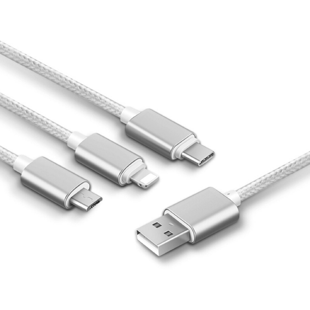 Cáp sạc đa năng 3in1 dây dù cho Lighting Micro USB Type C -DC1058