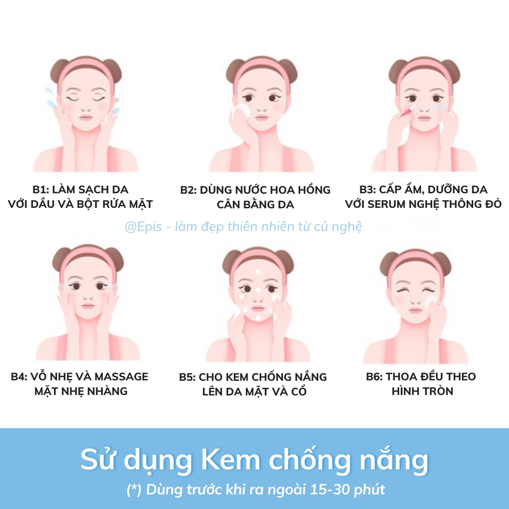 Kem Chống Nắng Thiên Nhiên Nâng Tone Nhẹ, Không Gây Nhờn Rít SPF 50+/PA ++ Tinh Chất Nghệ Epis Daily