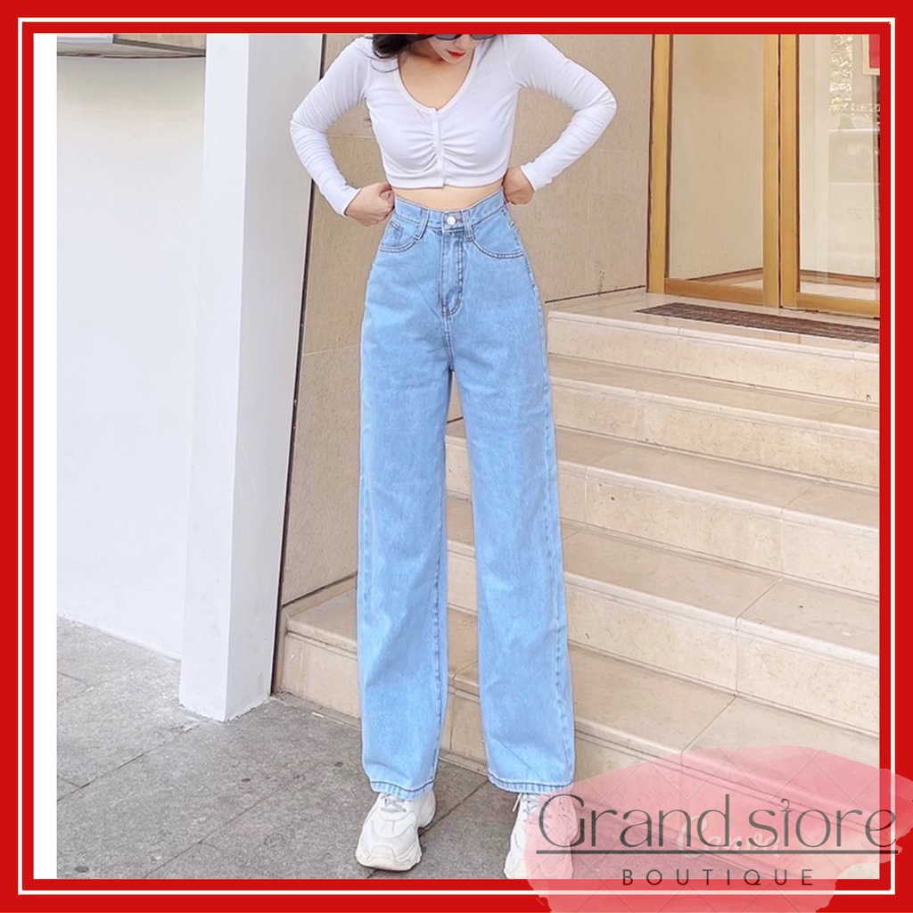 Free ship Quần Jean Ống Rộng SIMPLE JEAN Unisex-Chất Liệu Jean Không Giãn,Màu Xanh Nhạt
