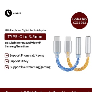 Cáp chuyển đổi jcally jm6 conexant cx31993 type c sang 3.5mm dac