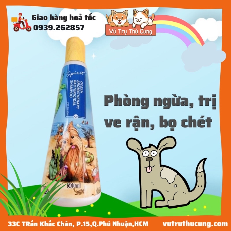 Sữa tắm nước hoa cho Chó Mèo SPIRIT | Sữa tắm nắp gỗ khử mùi, thơm lâu cho Chó Mèo 500ml