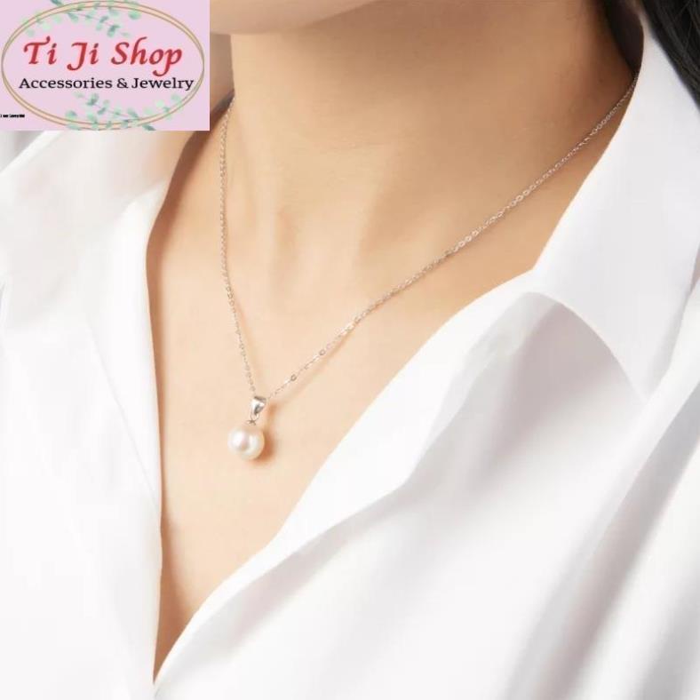 Combo Dây chuyền bông tai  inox ngọc trai nhân tạo