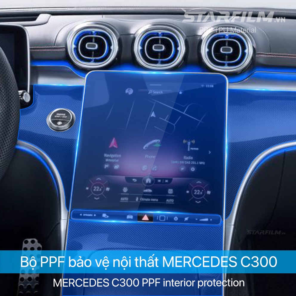Mercedes C300 2022 PPF TPU chống xước tự hồi phục STARFILM