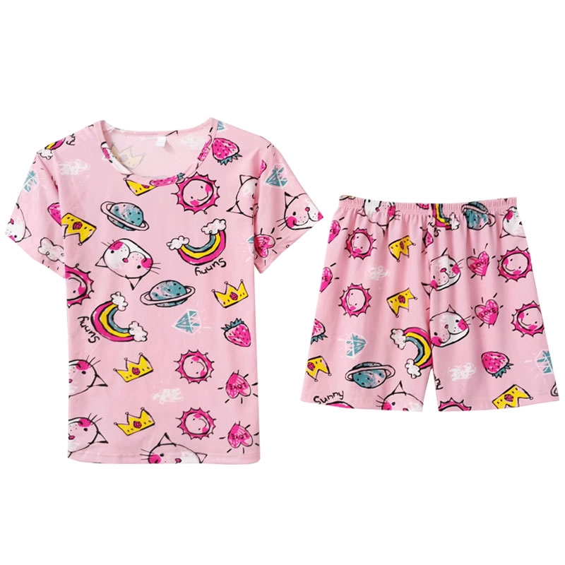 xiaohan korea design short sleeve sleepwear sleeping wear female loose round neck summer nightwear set women pajama | BigBuy360 - bigbuy360.vn