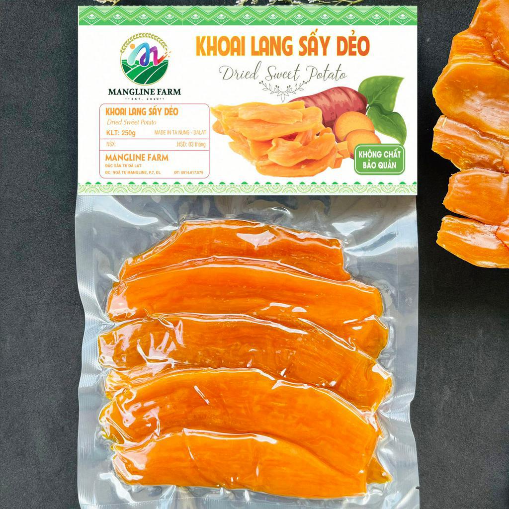 Khoai lang sấy dẻo không đường Mangline Farm Đà Lạt 250g đồ ăn vặt giảm cân hiệu quả thơm ngon đặc sản Đà Lạt