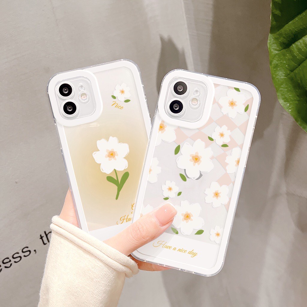 Ốp lưng Iphone viền vuông Hoa Trắng 7/7plus/8/8plus/x/xr/xs/11/12/13/pro/max/plus/promax [Tomax Case]