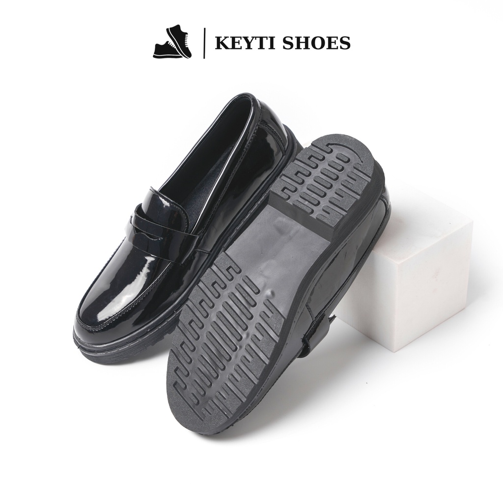 Giày Penny loafer da bóng, đế tăng chiều cao 4cm chống trơn trượt
