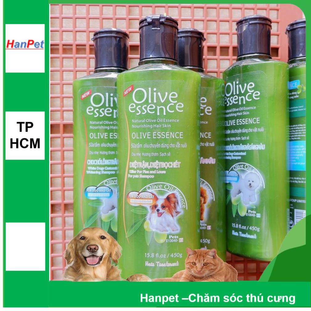 GV-  Sữa tắm tinh dầu ô liu chó mèo - Sữa tắm OLIVE dưỡng lông - 450ml loại Làm đẹp chống rụng lông - dầu gội thú cưng