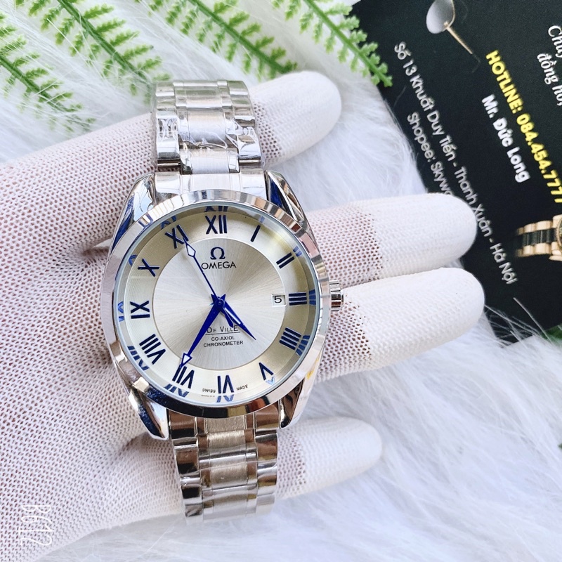 Đồng Hồ Nam Omega, Đồng hồ Cơ Cao Cấp, Chạy Kim Trôi, Kính Sapphire, Dây Thép Đúc Đặc Hàng Cao Cấp