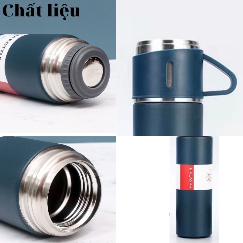 BÌNH NƯỚC GIỮ NHIỆT KÈM 2 CỐC DUNG TÍCH 500ml INOX 304 CAO CẤP
