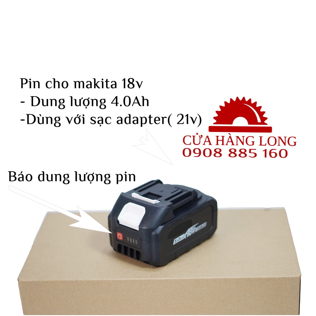 Pin dùng cho máy công cụ makita 18v, dung lượng 4000mah, có báo pin